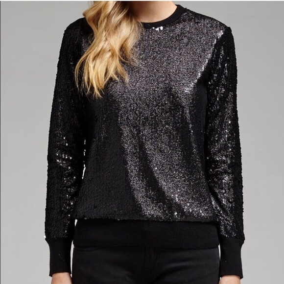Equipment Sweaters - Equipment Shane Black Sequin Sweater Small Gem Top